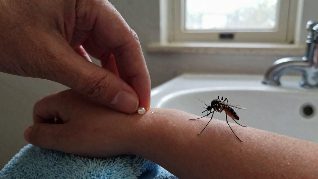 applying repellent on kids