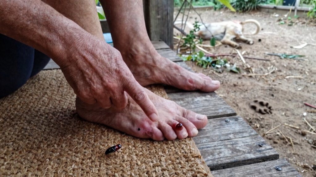 burrowing sand flea infestation
