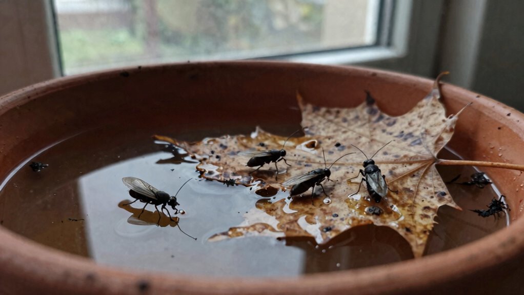 clear decaying leaves standing water